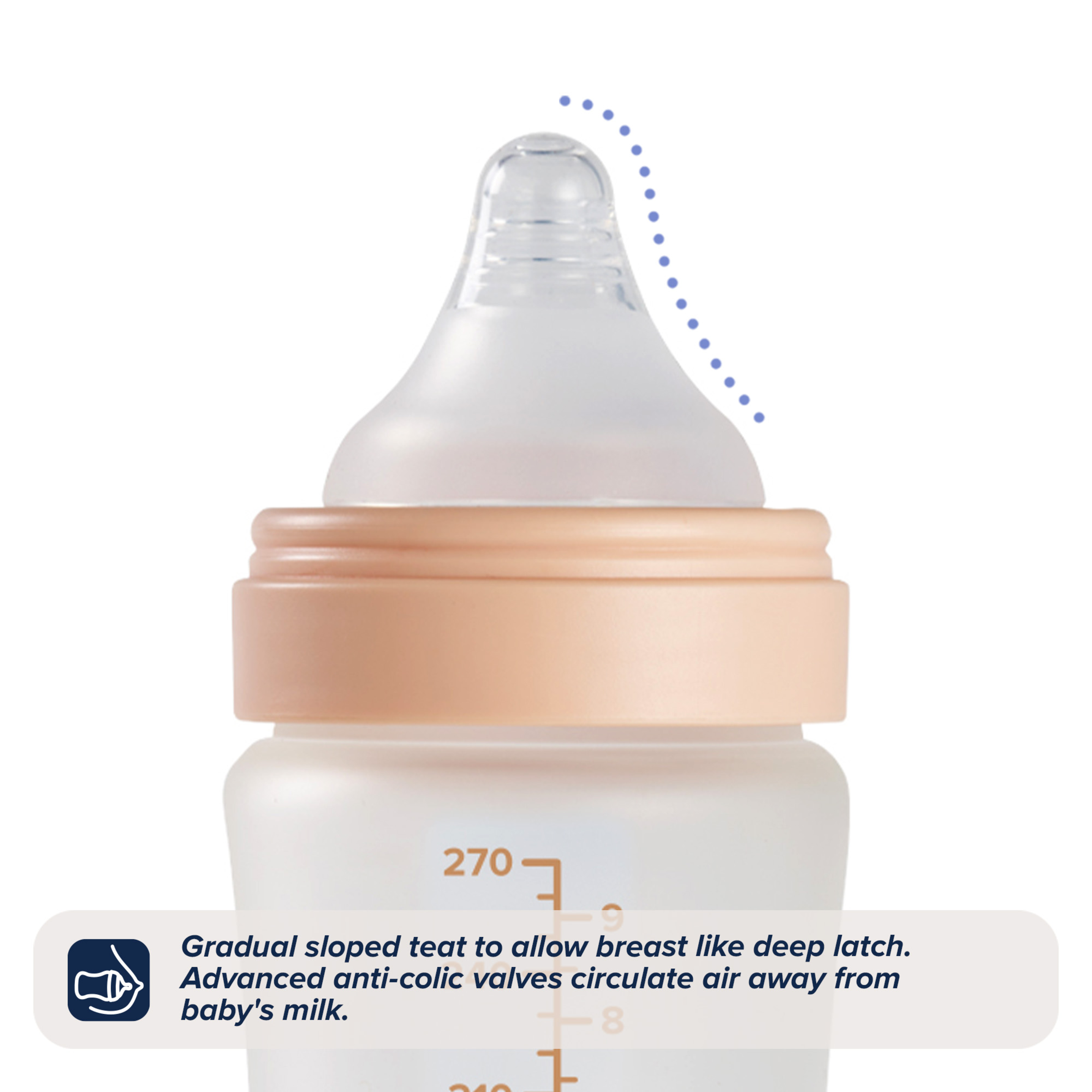 Nuby RapidBottle Glass Baby Bottle Pink 270ml