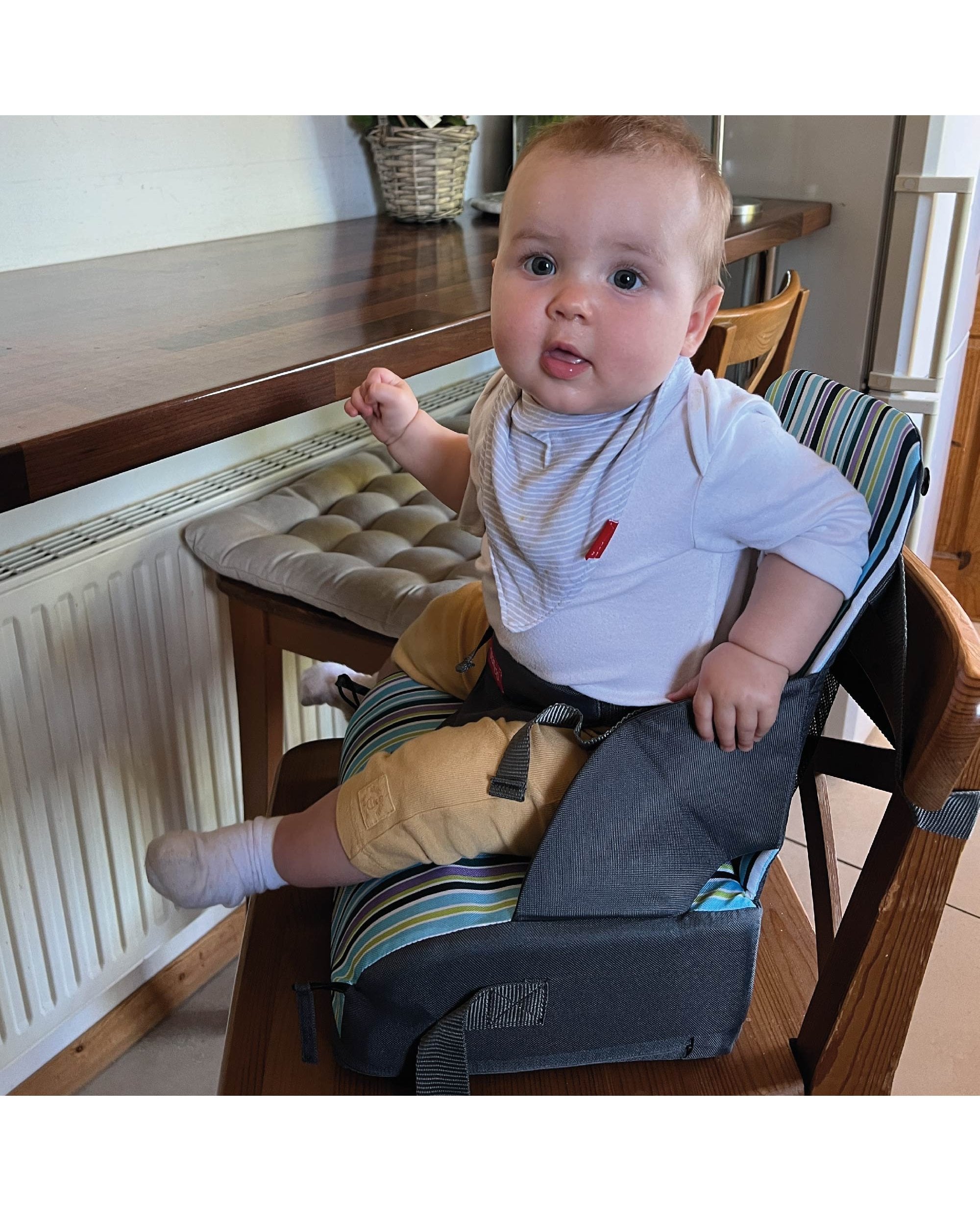Travel Booster Seat - Blue Stripes Highchair Nuby