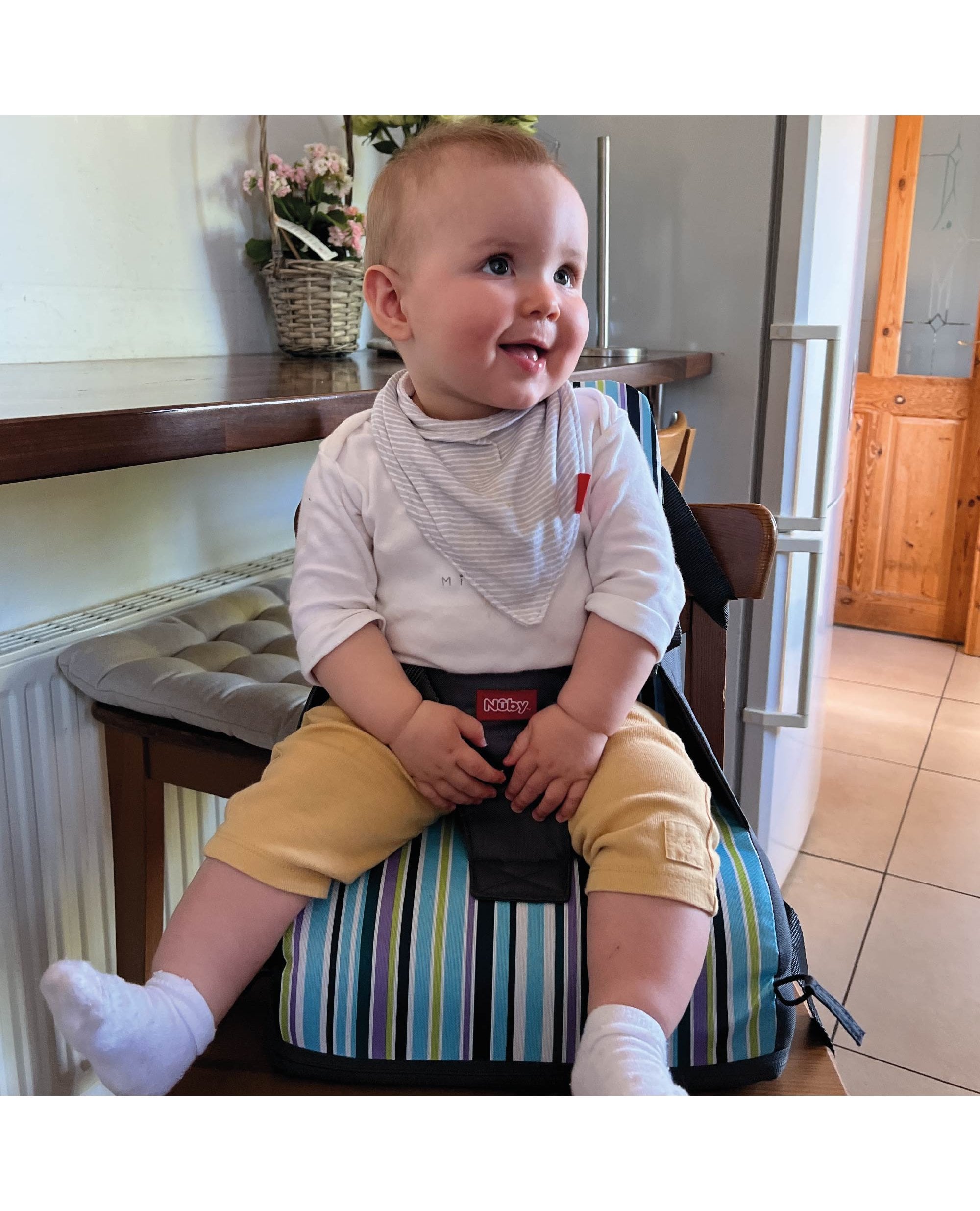 Travel Booster Seat - Blue Stripes Highchair Nuby