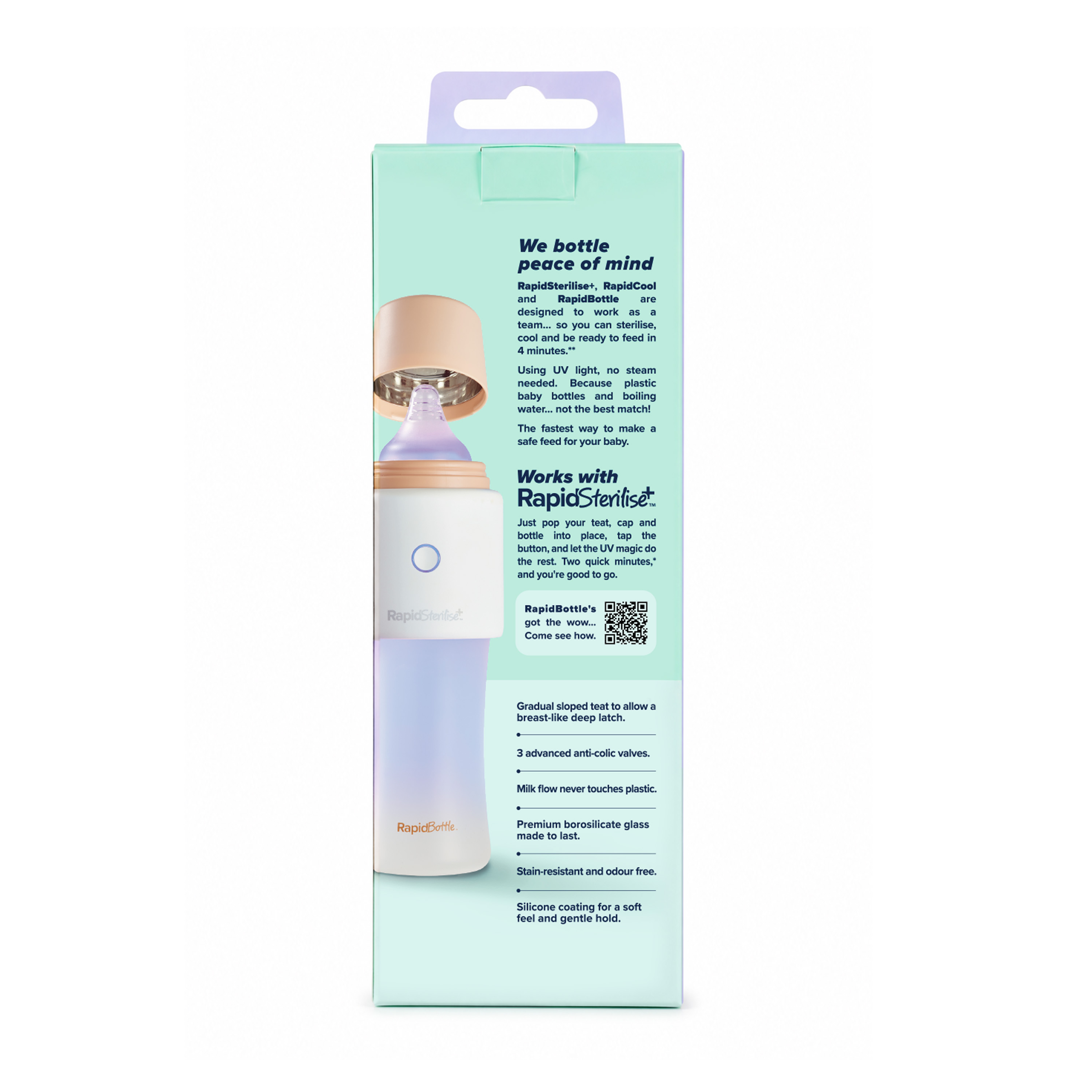 Nuby RapidBottle Glass Baby Bottle Pink 270ml