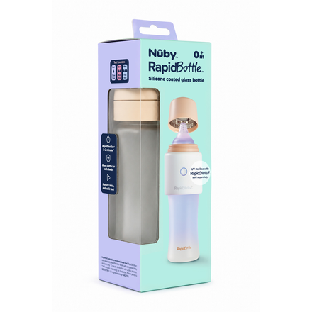 Nuby RapidBottle Glass Baby Bottle Beige 270ml 