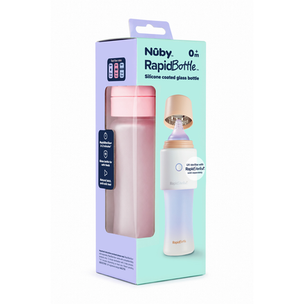 Nuby RapidBottle Glass Baby Bottle Pink 270ml