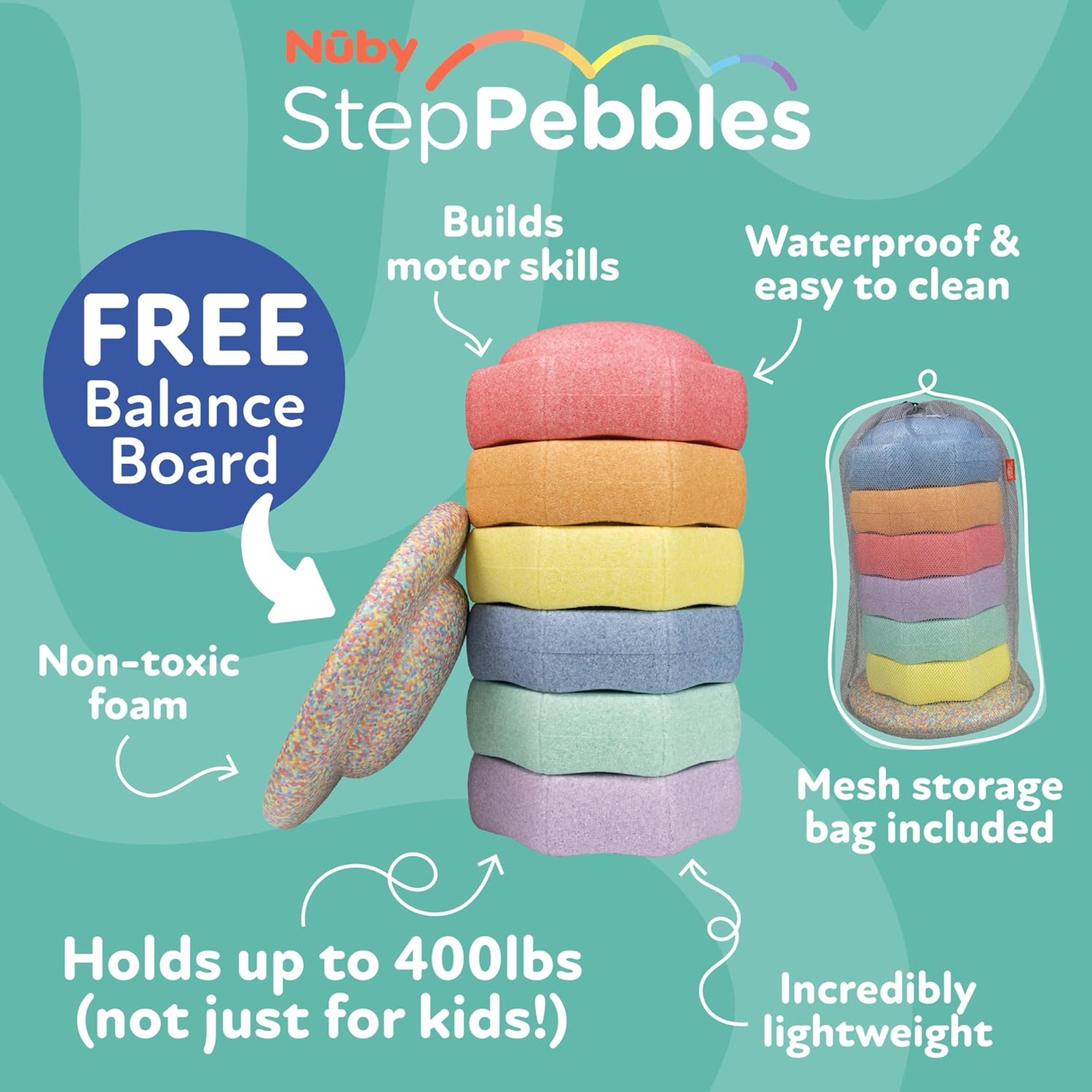 Nuby StepPebbles with Balance Board Pastel