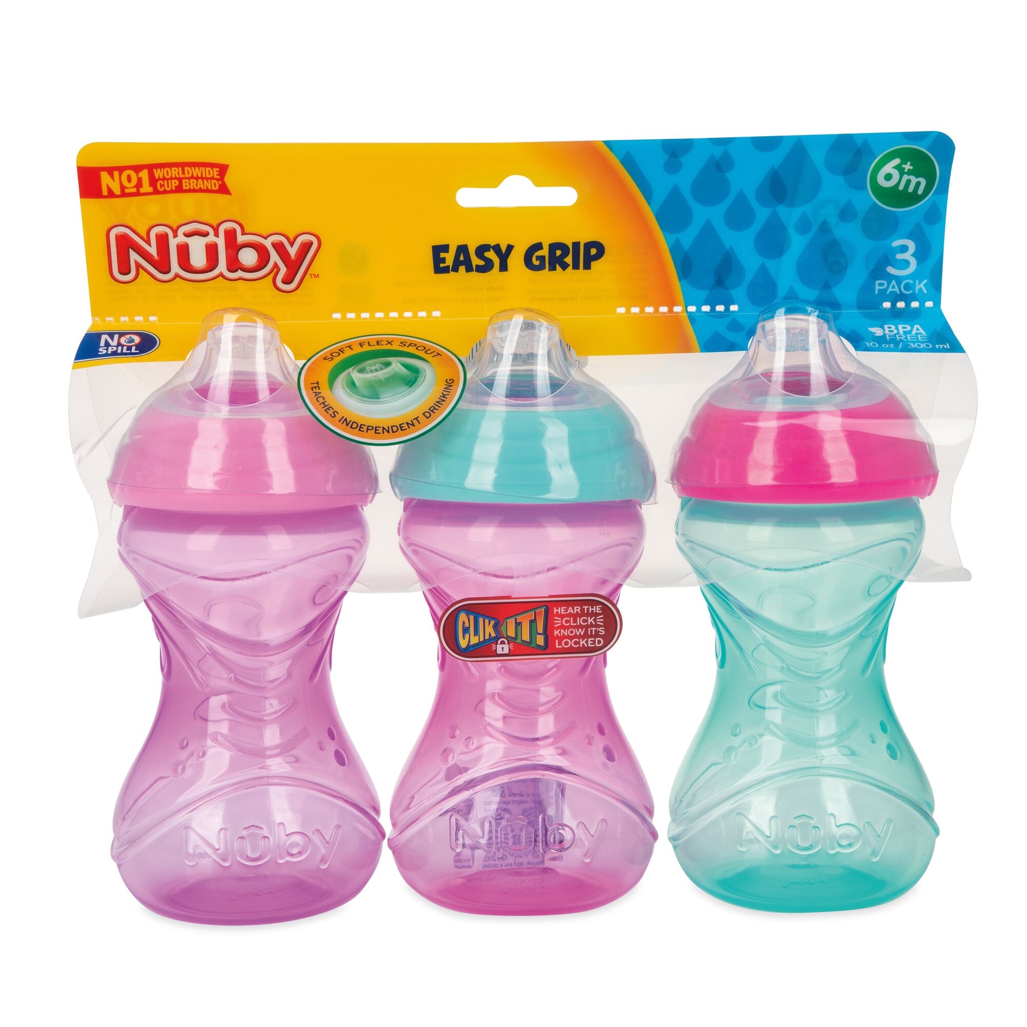 Clik-It Soft Spout Gripper Cup Girl 3 Pack