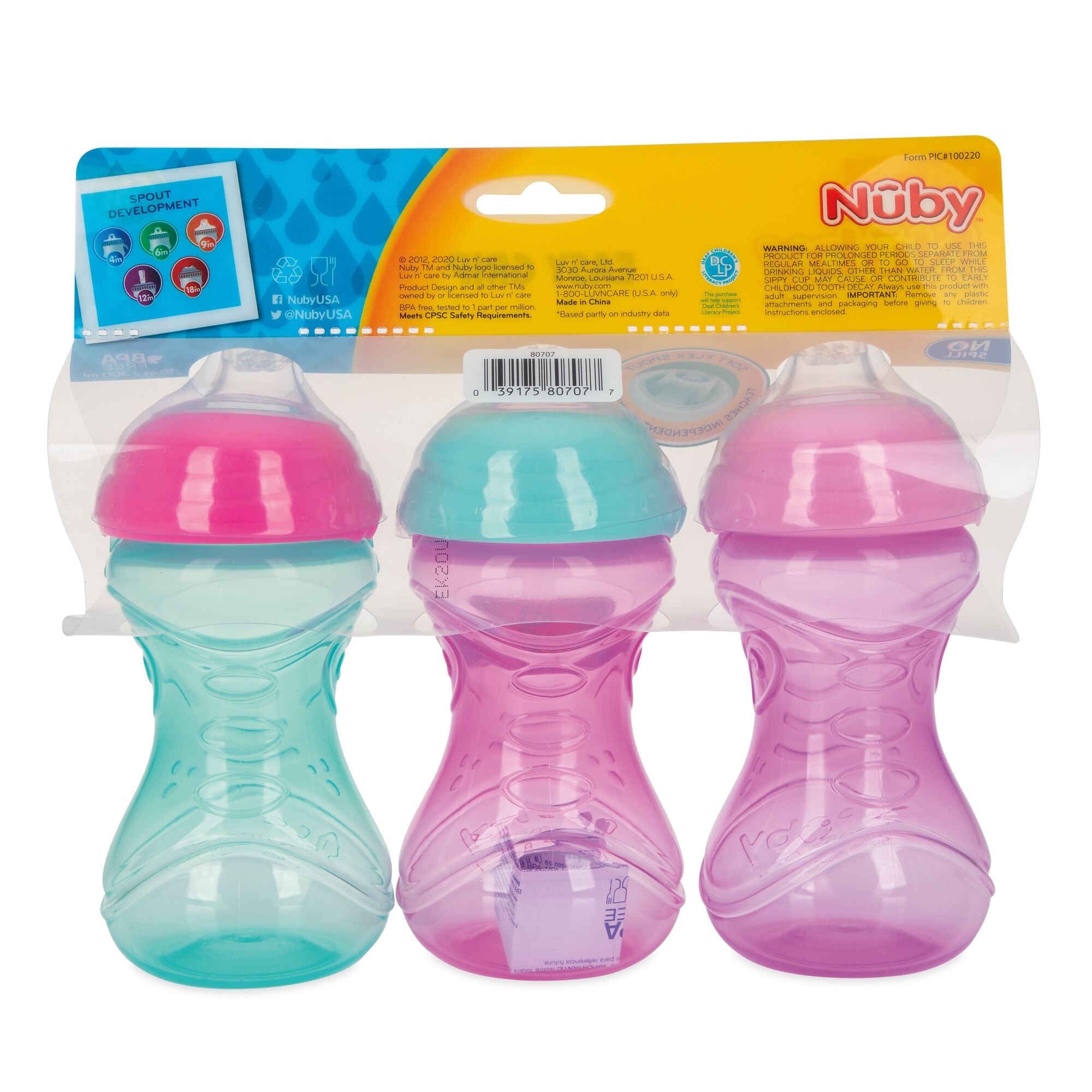 Clik-It Soft Spout Gripper Cup Girl 3 Pack