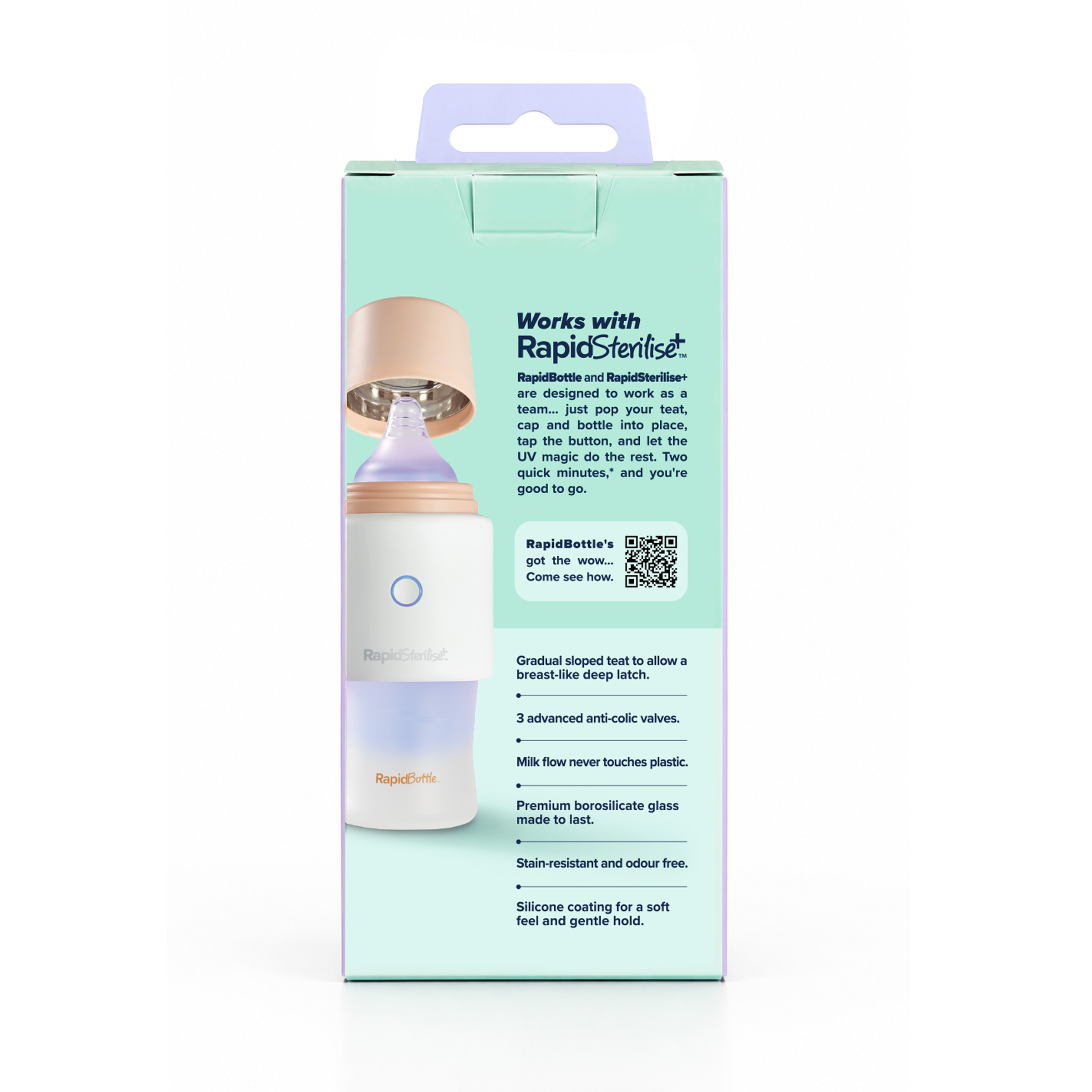 Nuby RapidBottle Glass Baby Bottle Beige 150ml
