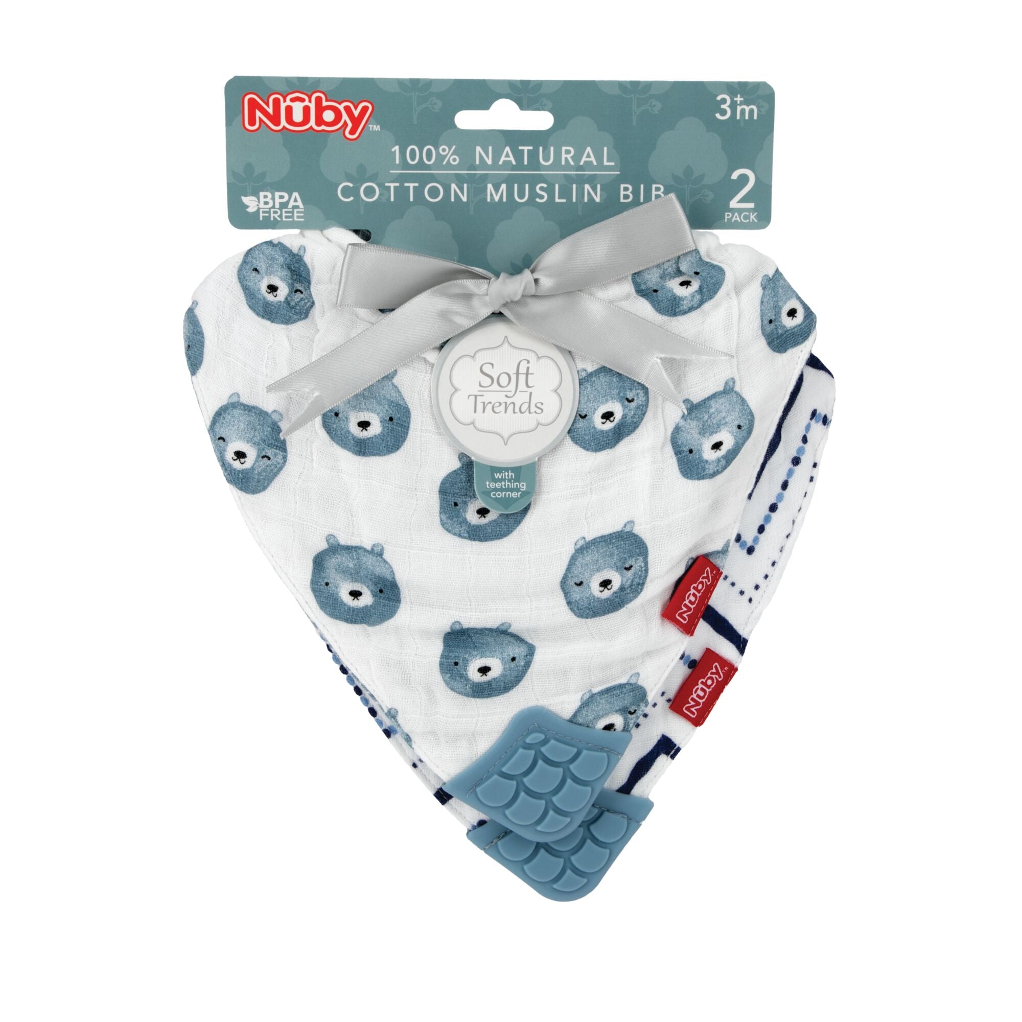 Nuby Muslin Bandana Bibs with Teething Corner