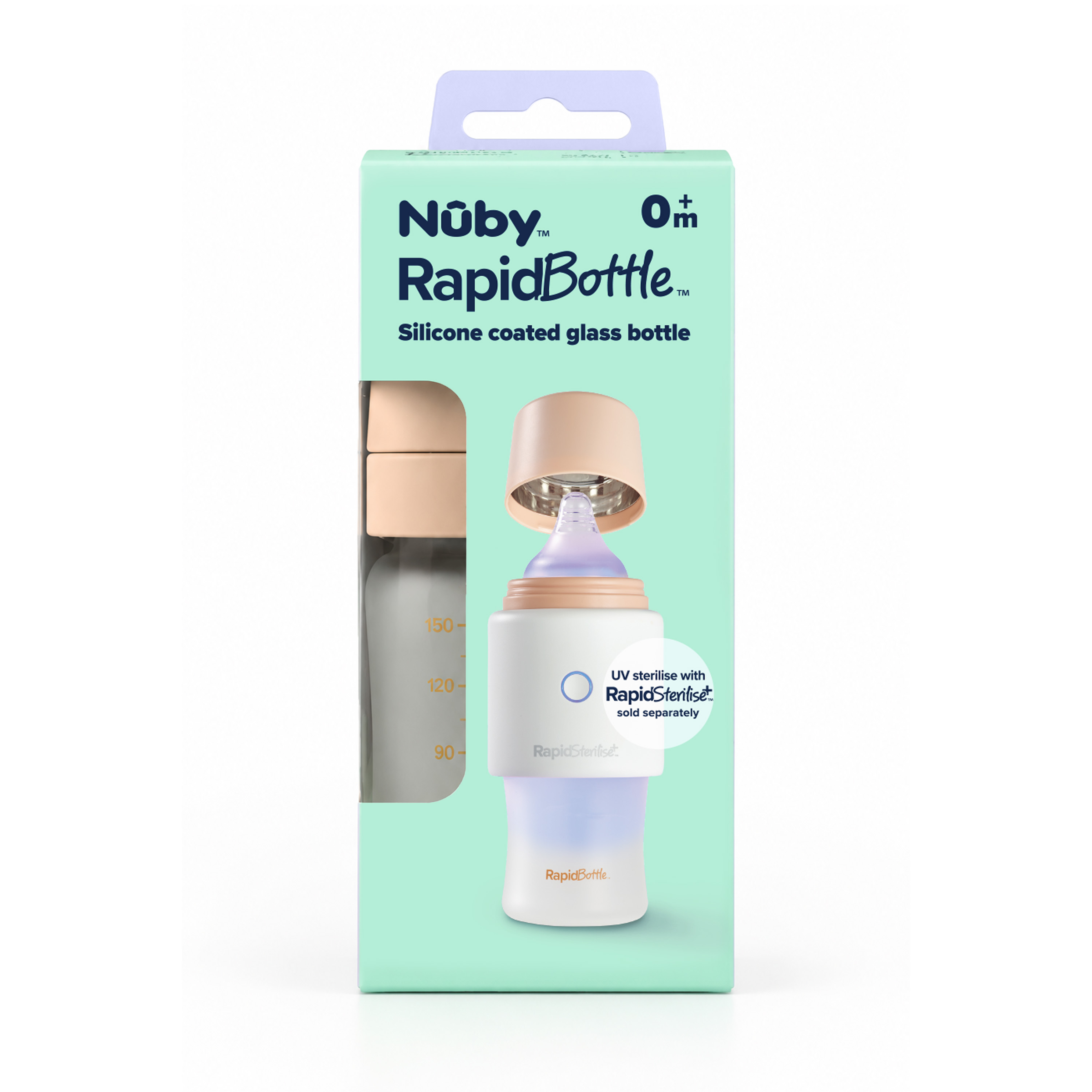 Nuby RapidBottle Glass Baby Bottle Beige 150ml