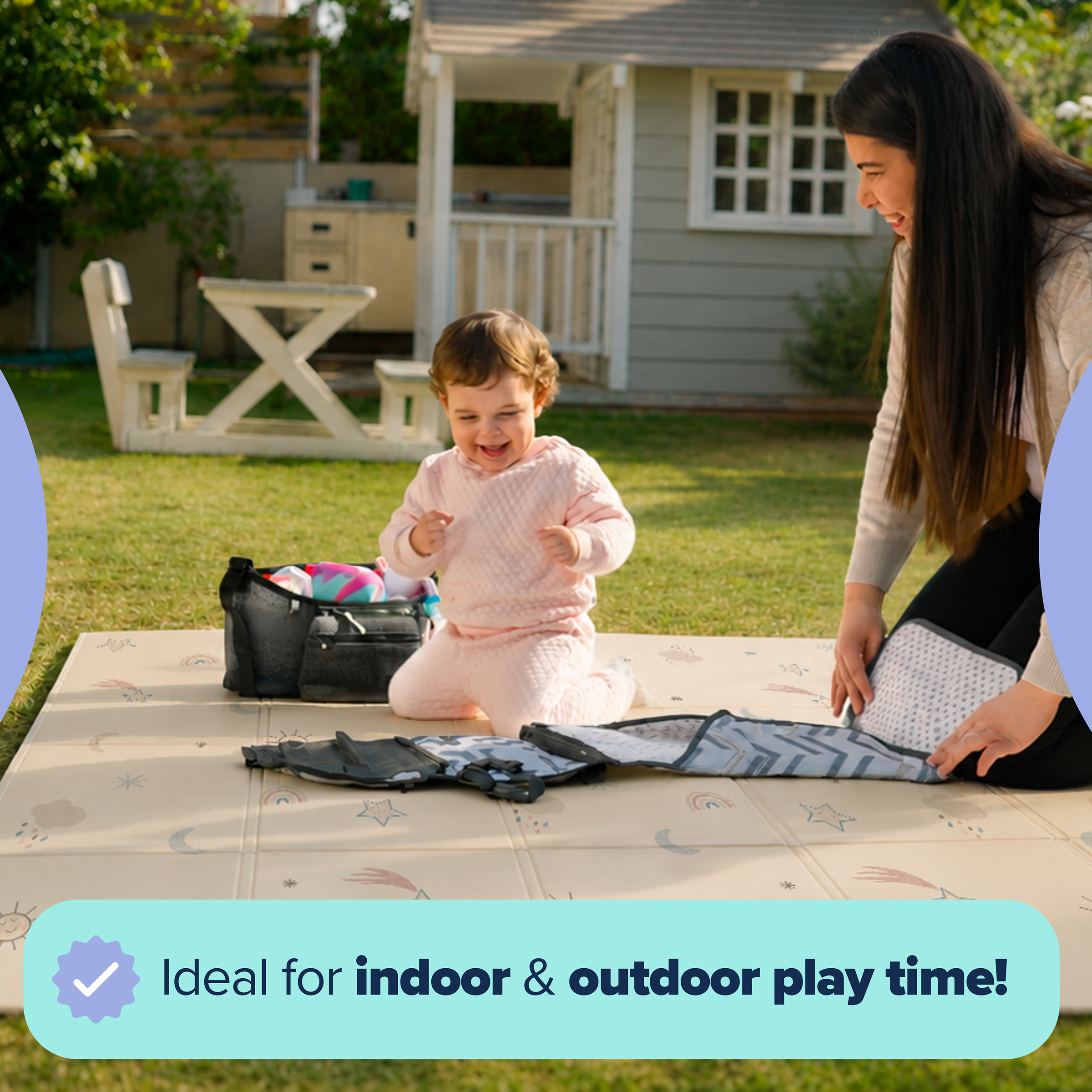 Nuby Reversible Foldable Play Mat Assorted (Rainbow or Safari)